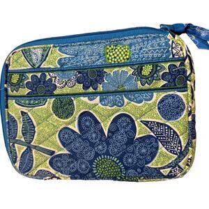 Vera Bradley Mini Tablet Zipped Carrying Case in Blue and Green Print 6.5 x 8.5